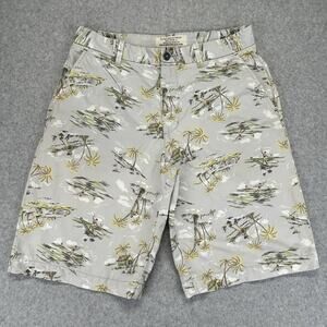 Old Navy Chino Shorts Mens 32 x 11 Surplus Co Beige Surfer Print Tropical Cotton